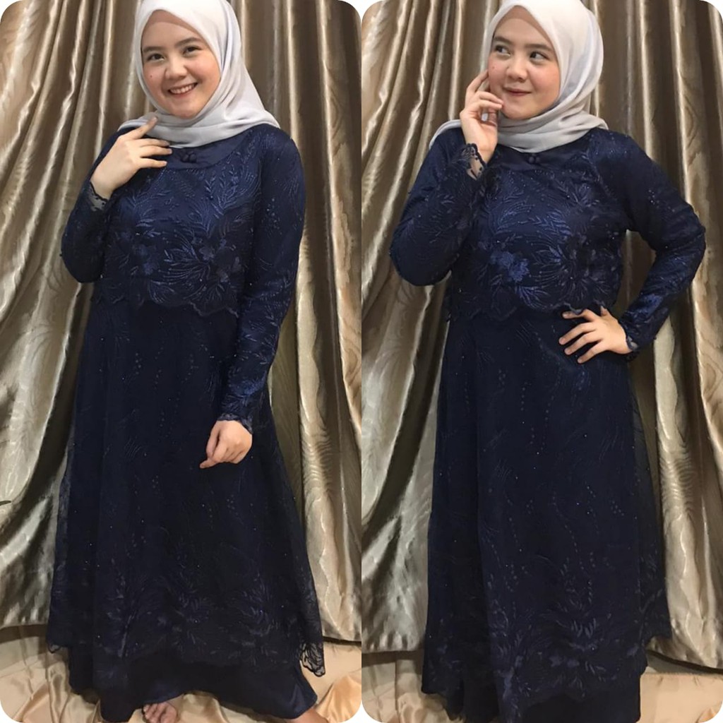 LONG GAMIS TULLE MUTIARA BORDIR  MIX VELLVET PREMIUM