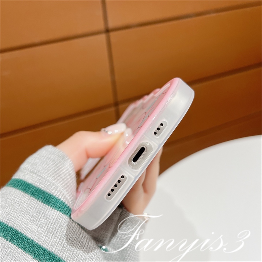 Compatible For iPhone 14 13 12 11 Pro Max X XR Xs Max 8 7 6 6s Plus SE 2020 Soft Case Pelindung Desain Telinga Kelinci Strawberry Peach Bear Untuk