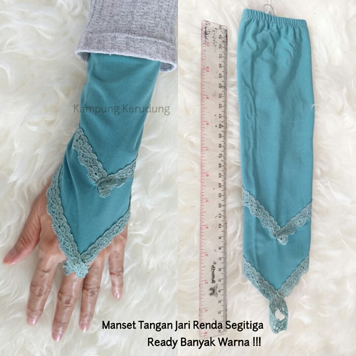 MC912 Manset Tangan Renda Jari Haji Umroh Fingerless Handsock Jempol Brokat