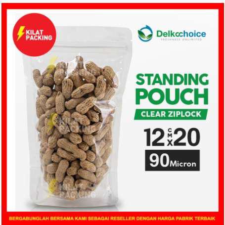Standing Pouch Clear Ziplock Plastik Klip Kantong Makanan Dan Minuman Premium Termurah 12cm X 20cm
