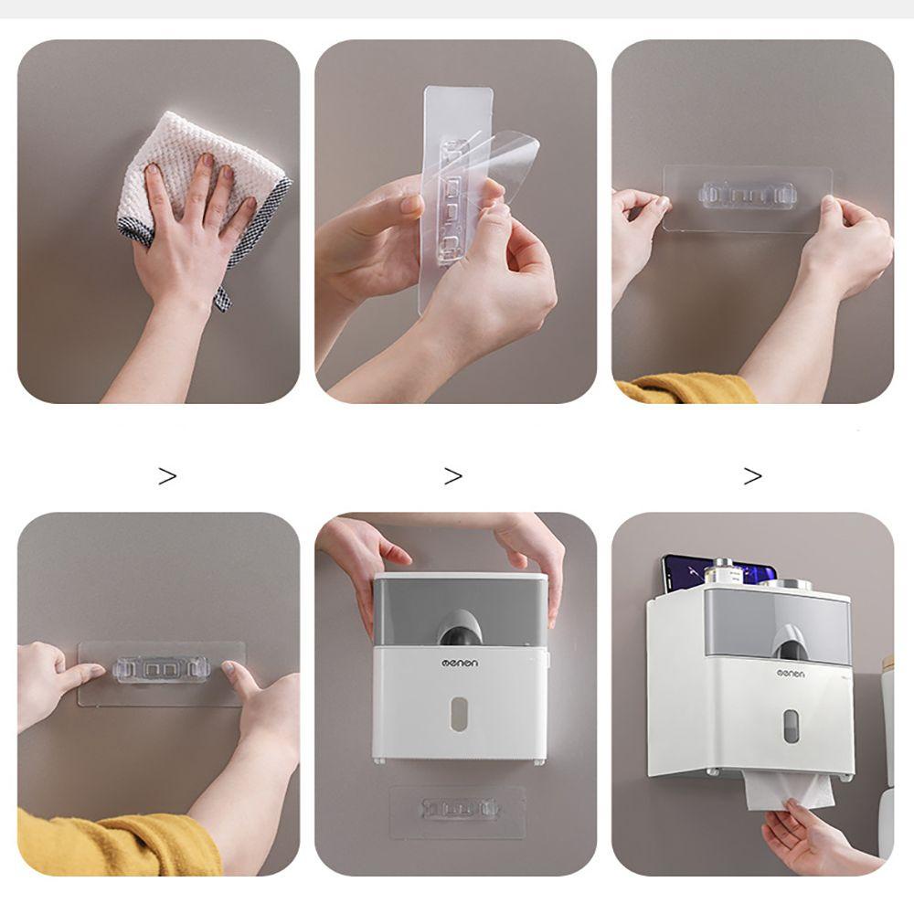 Solighter Toilet Paper Holder Aksesori Kamar Mandi Multi-Fungsi Tahan Air Dipasang Dinding Dapur Penyimpanan Kertas Roll/Dispenser Kertas Serut