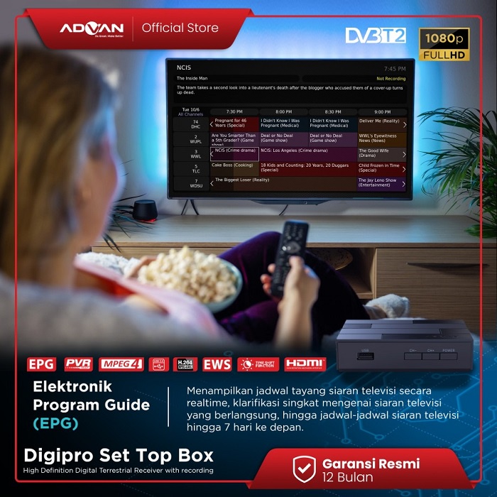 TV Digital Receiver Set Top Box STB Advan DIGIPRO DVBT2 Full HD 1080p-4