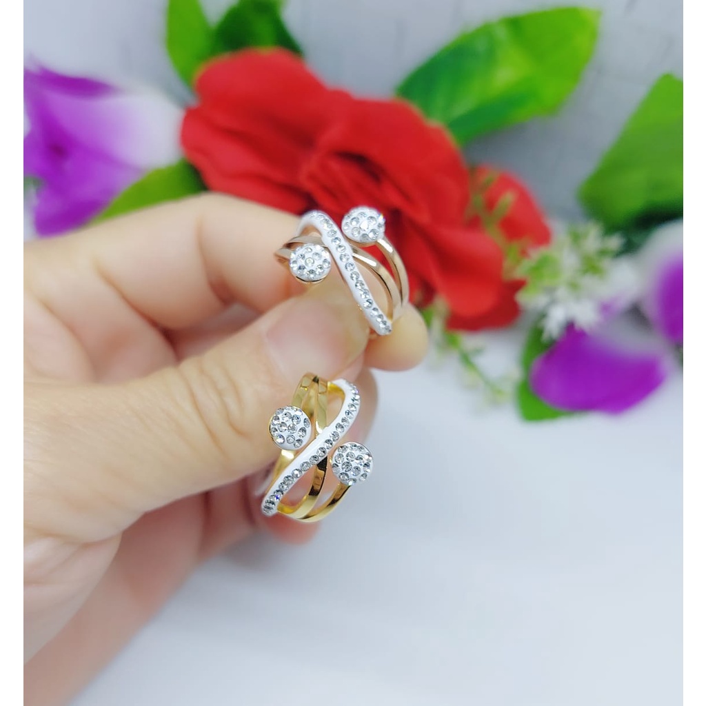 Cincin titanium permata perhiasan wanita jewelry 0110-0113