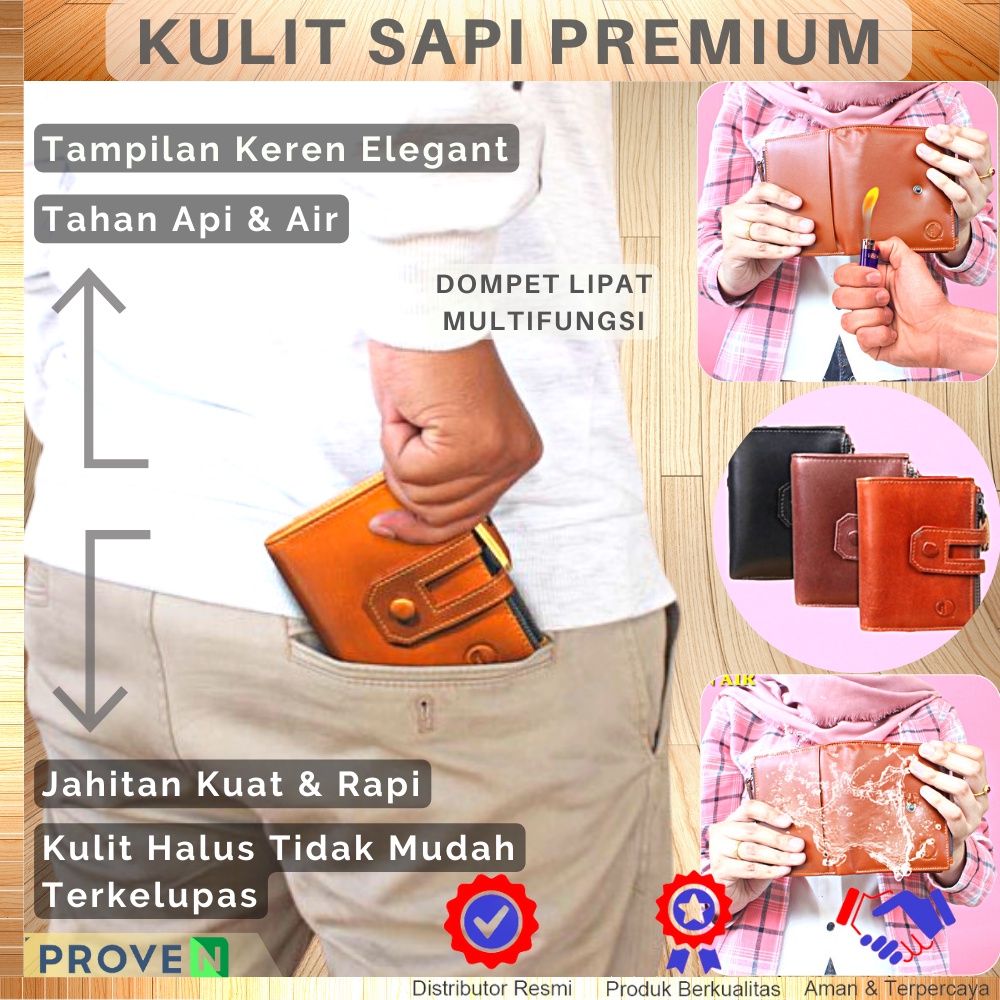 Dompet Kulit Pria Dompet Kartu Pria Lipat Kulit Sapi Asli Dompet Kulit Keren Terbaru Multifungsi Kualitas Premium Original D004