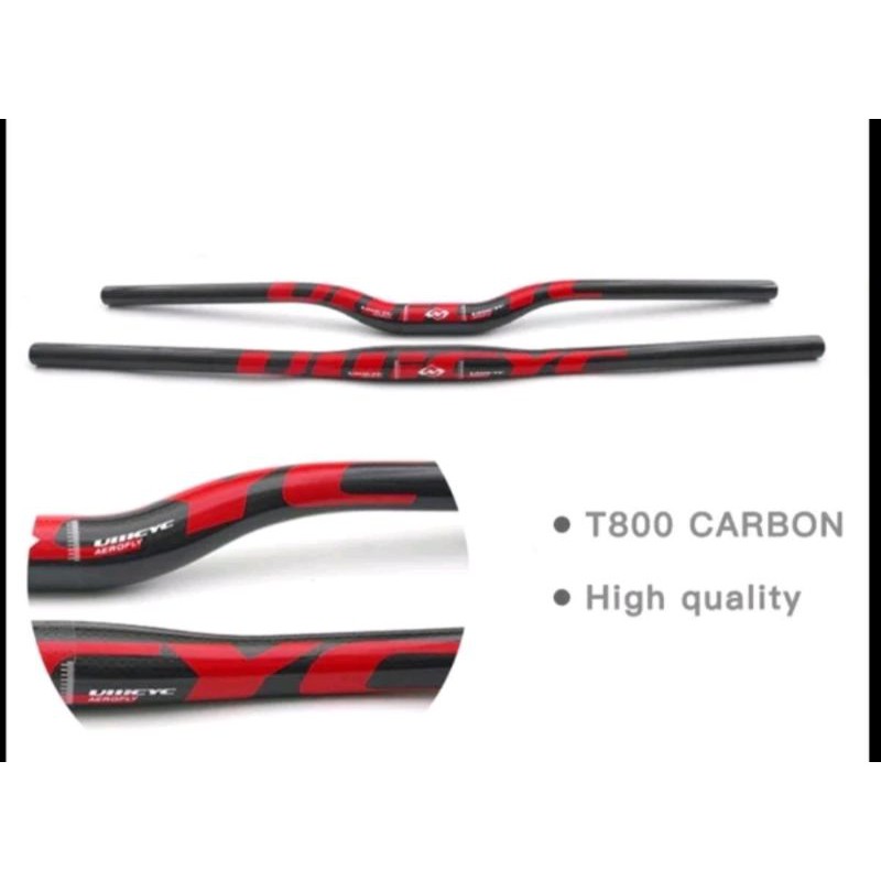 ULLICYC MTB Bicycle Handlebar Stang Sepeda Carbon Fiber 720mm CB186 Red Merah . karbon Stir bike