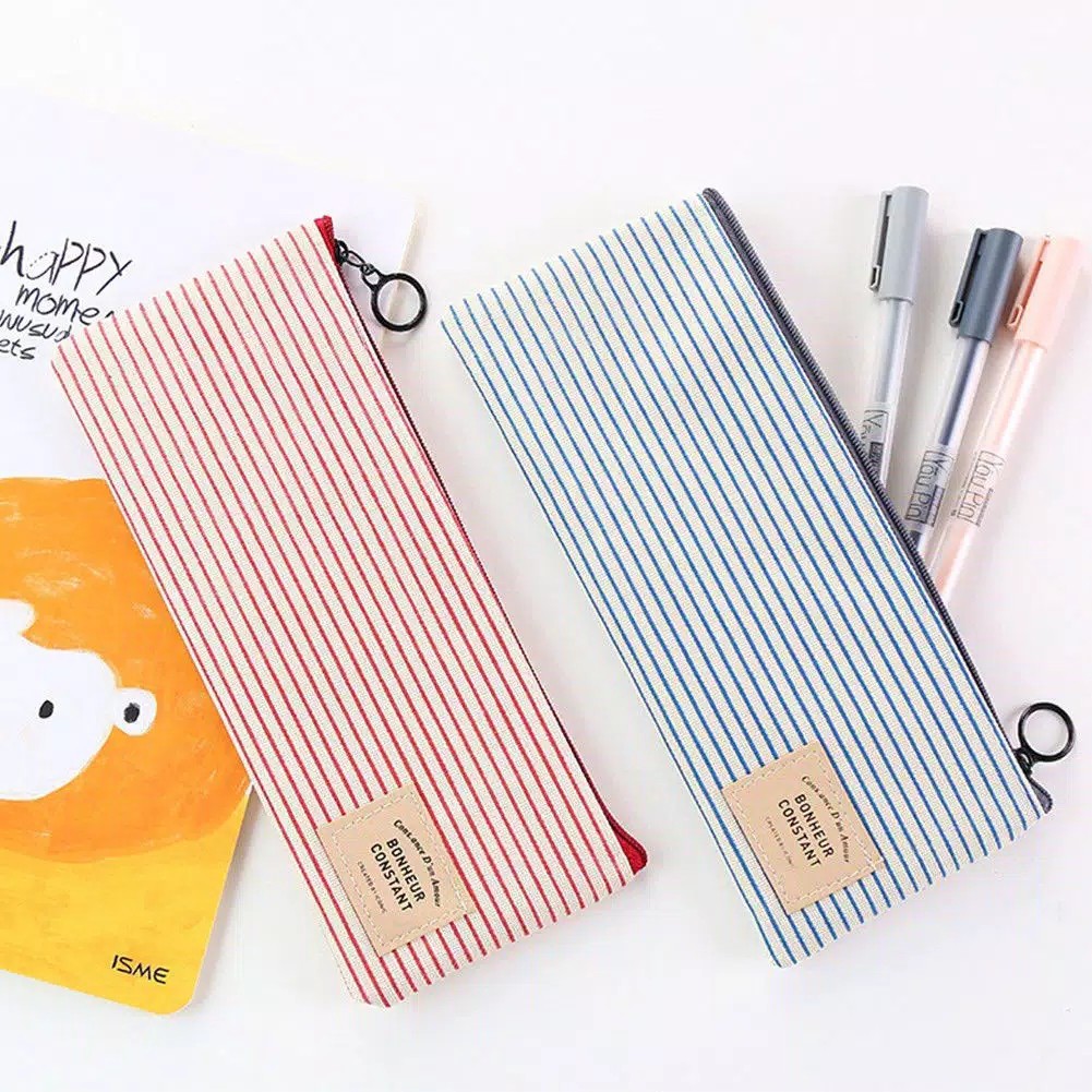 

KP011 TEMPAT PENSIL KANVAS KOTAK BONHEUR CONSTANT LUCU PENCIL CASE UNIK ZIPPER LEIDIS STATIONARY