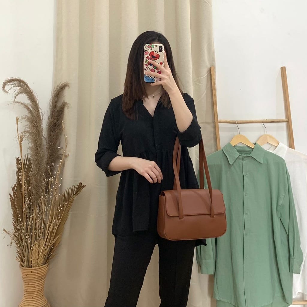 Clarissa Longshirt- Blouse Wanita- Atasan Wanita- Korean Style - Busui Friendly