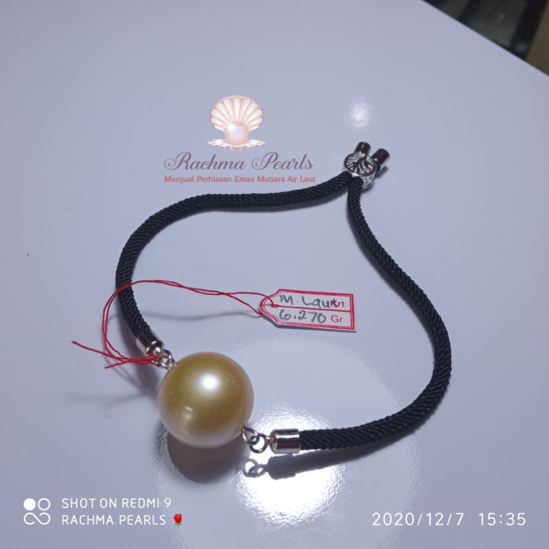 Gelang tali serut hongkong hitam gelang cowok gelang mutiara air laut big size asli original lombok