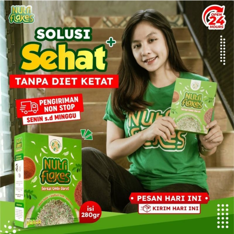 

NUTRIFLAKES SEREAL UMBI GARUT UNTUK ASAM LAMBUNG ASLI ORIGINAL BEST SELLER 1 BOX