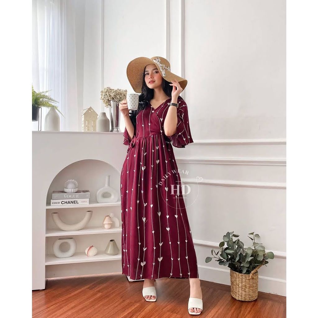 Daster Kimono Busui Tali Samping Panjang Semata Kaki / Daster Kekinian-LOVE MARON LD 120