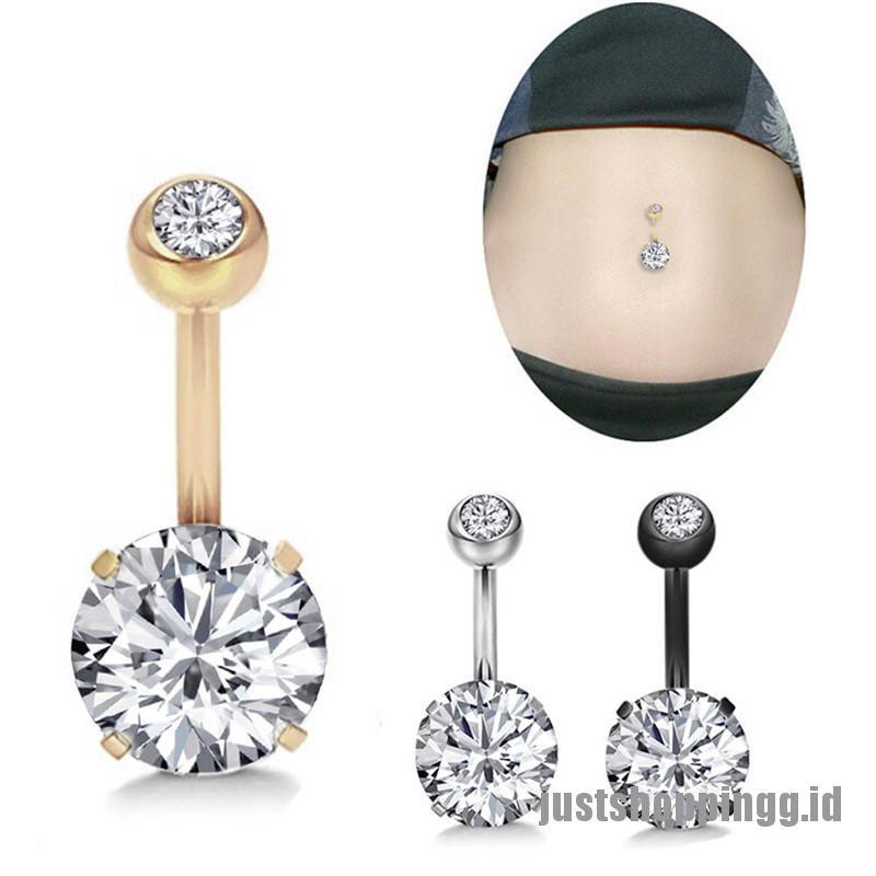 Rhinestone Navel Rings Belly Button Bar Ring Dangle Body Piercing Charm Jewelry 
