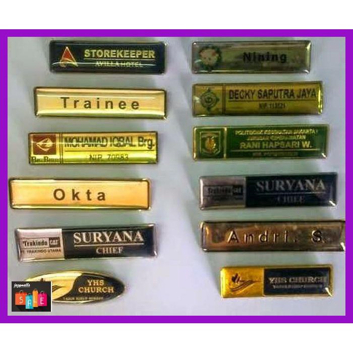 

DOCUMENTO- NAMA DADA / NAME TAG / PAPAN NAMA KUNINGAN & STAINLESS - PENITI -ASLIII.