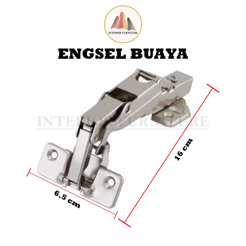 Engsel Buaya / Engsel Sendok Hidrolik Lemari Pintu LURUS 180 Derajat Slow Motion Soft Close Bifold Buaya, FREE SKRUP