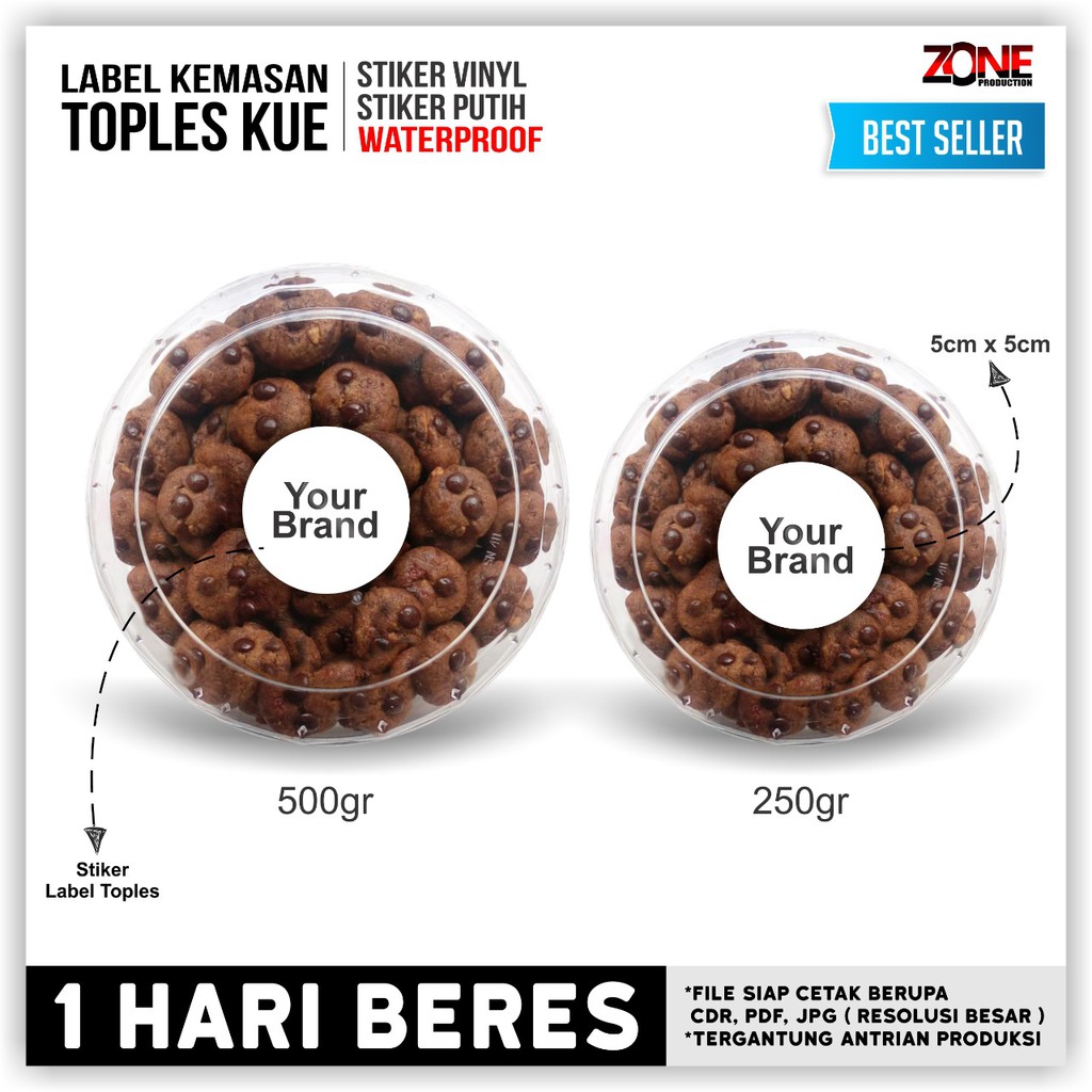 

PRINT STIKER TOPLES KUE / LABEL STICKER KEMASAN / CETAK STIKER VINYL / LABEL RODUK