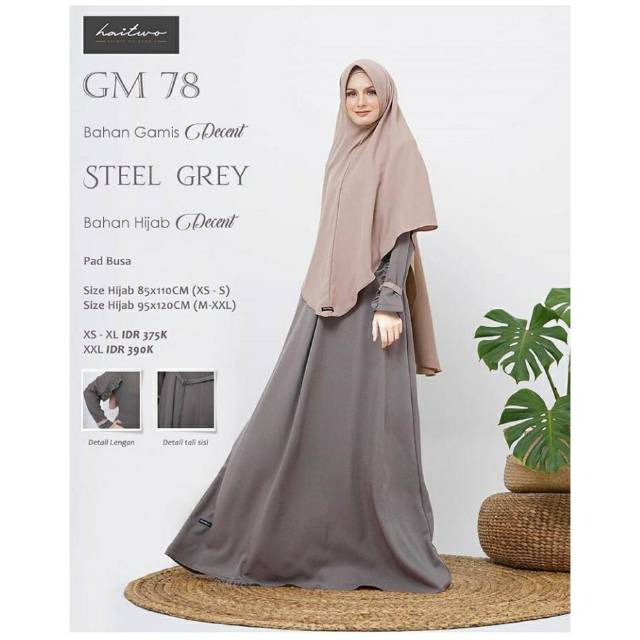 Gamis syar'i HAITWO GM 78 Steel Grey