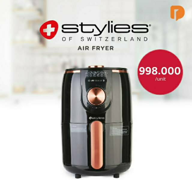 Alat Masak Sedikit Minyak Unik Stylies Air Fryer Teflon Coating Anti Lengket Dengan Bel Penanda