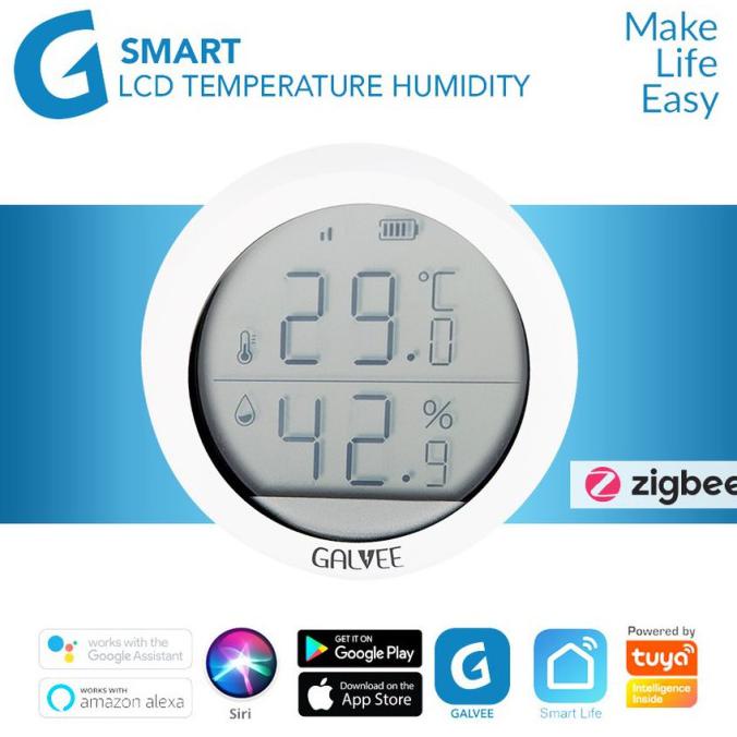 Galvee Smart Zigbee Lcd Temperature Humidity Sensor Smart Home
