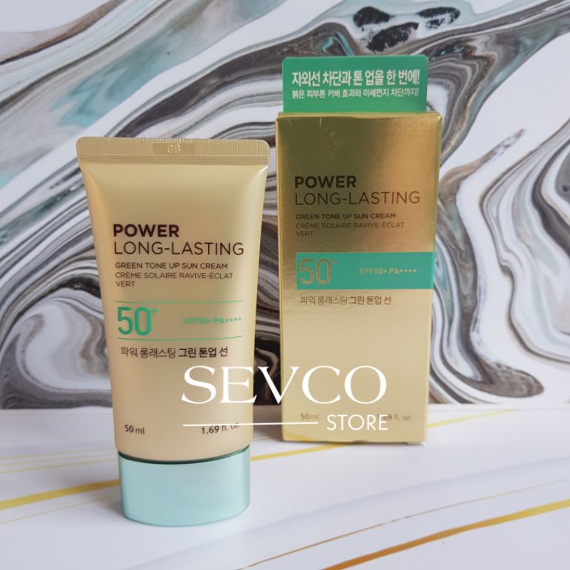 (BPOM) THE FACE SHOP Power Long Lasting Green Tone Up Sun Cream 50ml