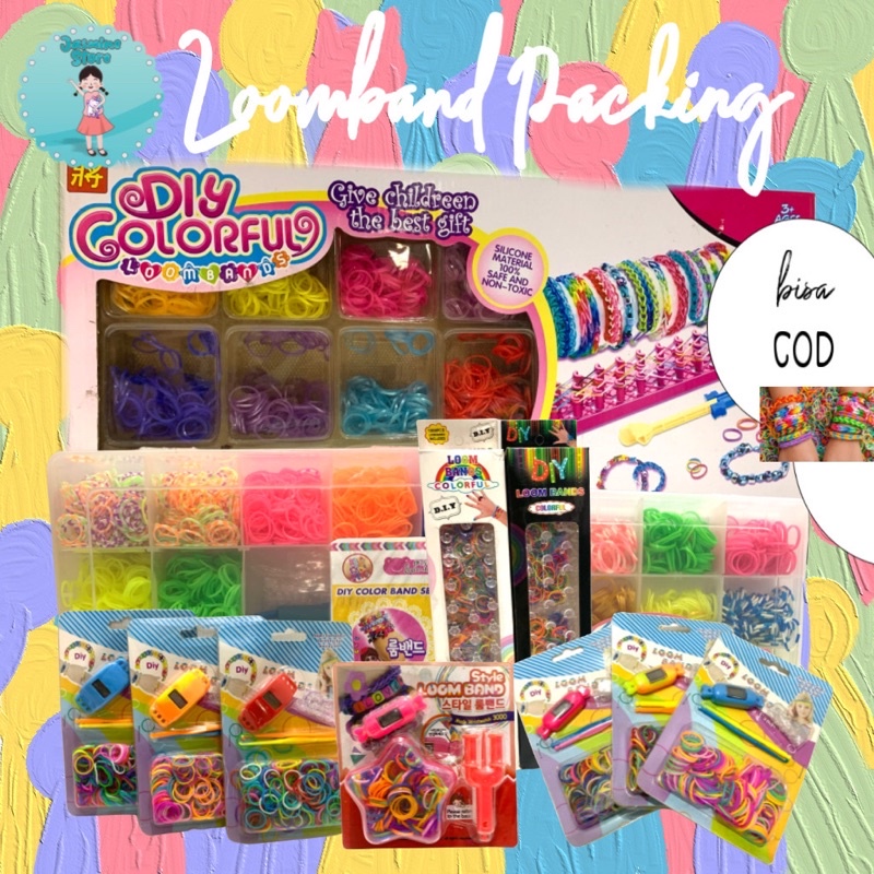 Mainan diy loom bands diy gelang diy beads/Rainbow Loom Bands/Gelang Karet Warna-Warni/Tali Karet Loom Bands/Mainan DIY Karet Gelang Loomband Rubber Bands Bracelet Girl/Mainan Girl Hand Knitting Rainbow/Loomband Set Rainbow Loom Mainan Anak Loomband
