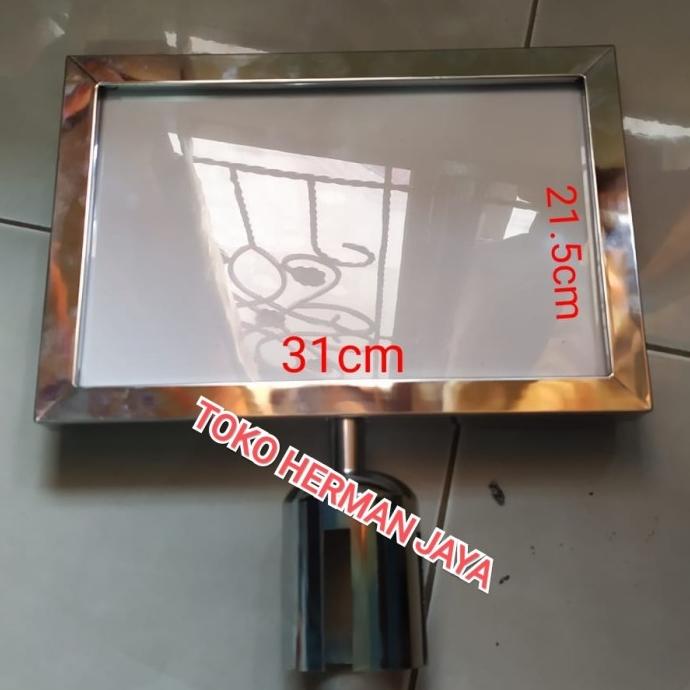 

Sign Board Frame A4 Landscape Signage Stainless Papan Tiang Antrian
