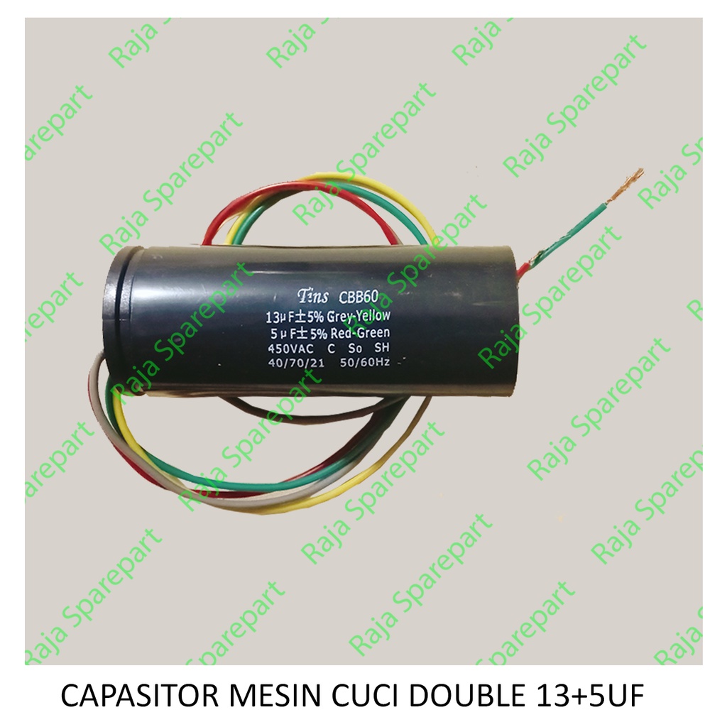 CAPASITOR / KONDENSATOR MESIN CUCI DOUBLE 13+5UF (PENGIRIMAN KHUSUS PULAU JAWA)