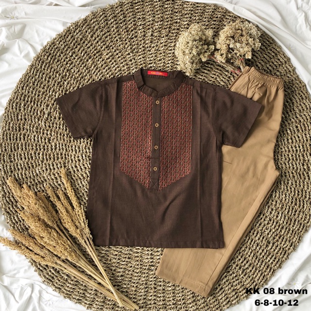 KK 08 koko anak katun bordir set celana baju muslim KK 08 koko anak katun bordir set celana baju muslim