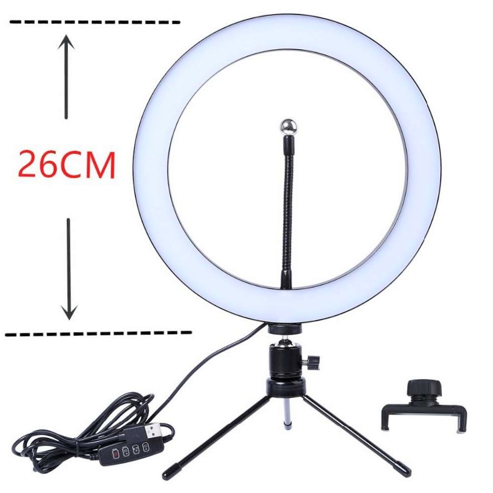 Selfie Ring Light Fill Lampu USB 3 warna LED 26cm Make UP Studio Phone Holder TRIPOD