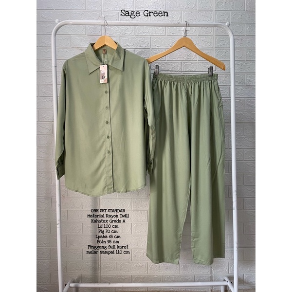 BEST SELLER ONE SET STANDAR POLOS-Sage green Ld 100