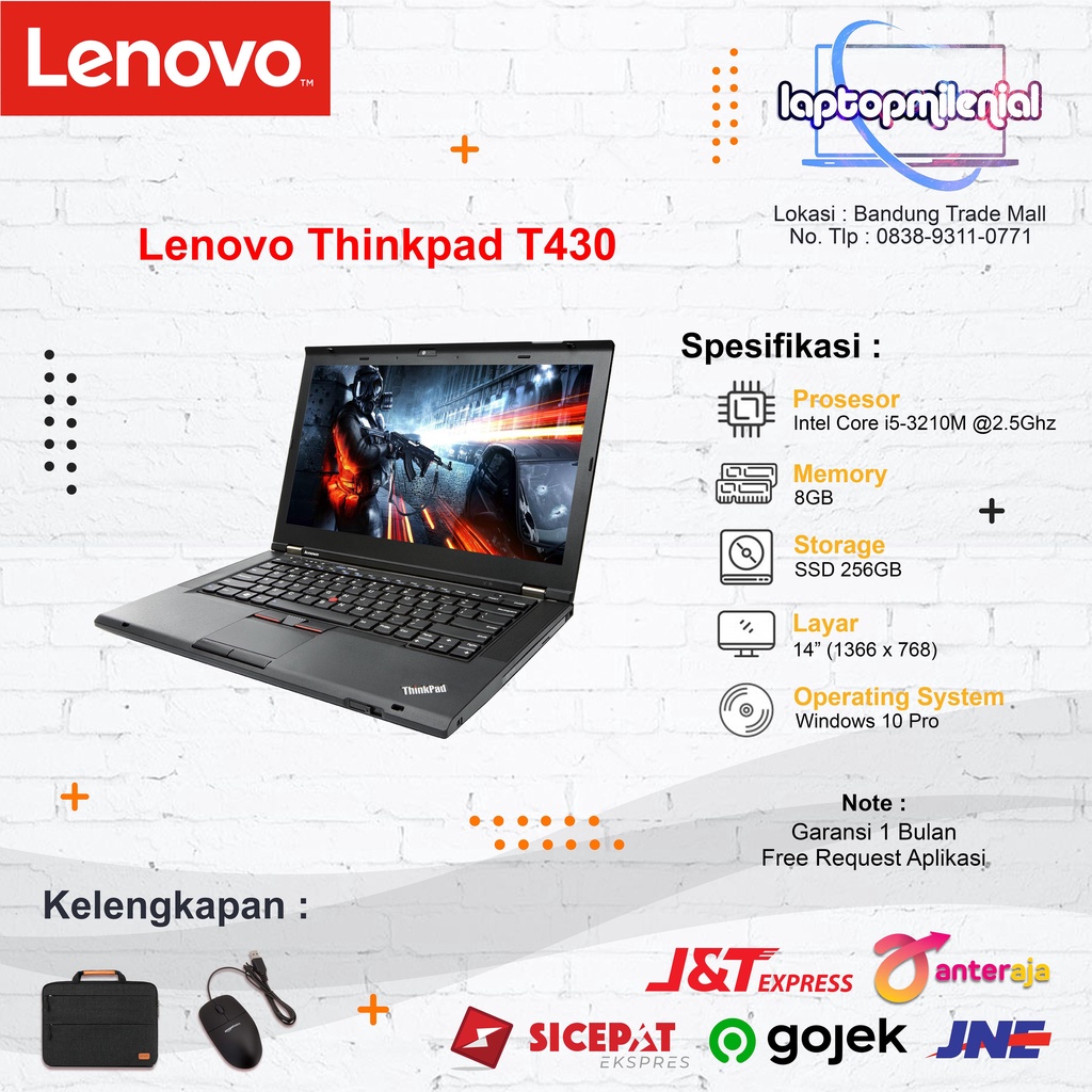 Lenovo Thinkpad T430 Intel Core i5-3320M Ram 8GB SSD 256GB 14&quot; Win 10