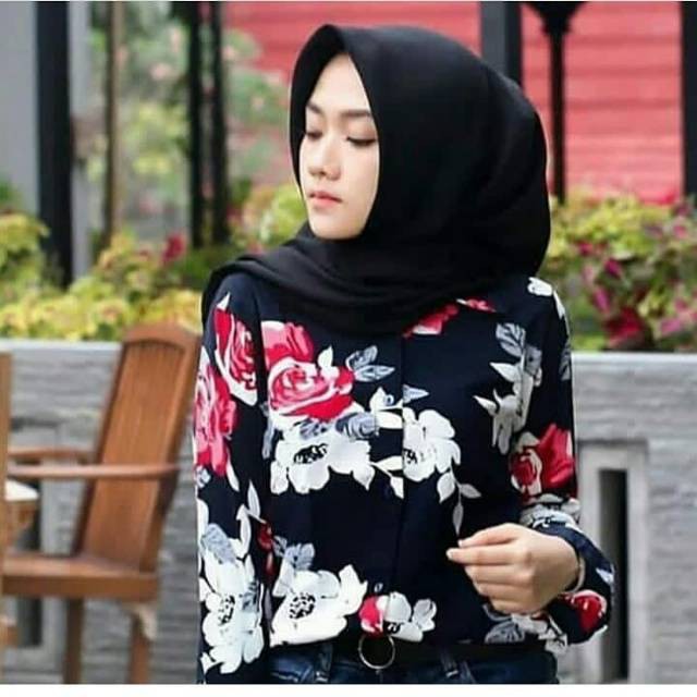 SALE  Kemeja Wanita Motif Bunga bahan monalisa jahitan rapi halus berkualitas | Atasan Wanita