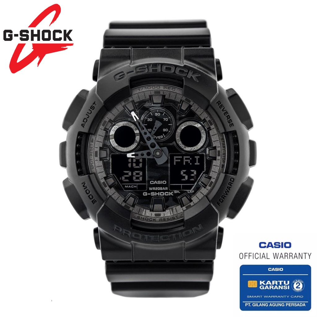 Jam Tangan Pria Casio G-Shock Original GA-100CF-1ADR Dual Time Rubber Strap