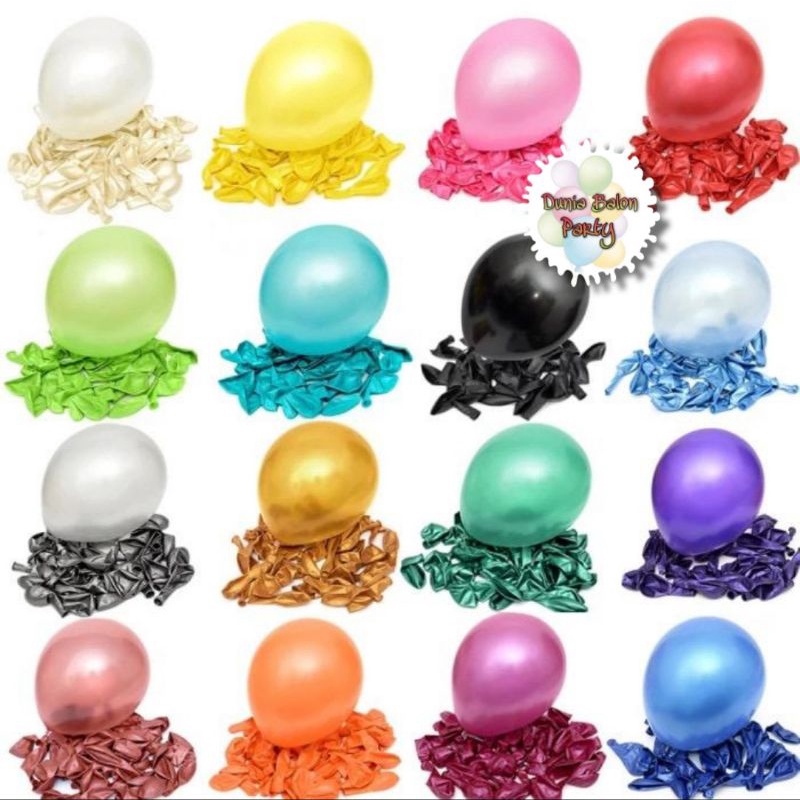 Balon Latex Metalik / Balon Karet Polos Perpack 12 Inc ( isi 100 )