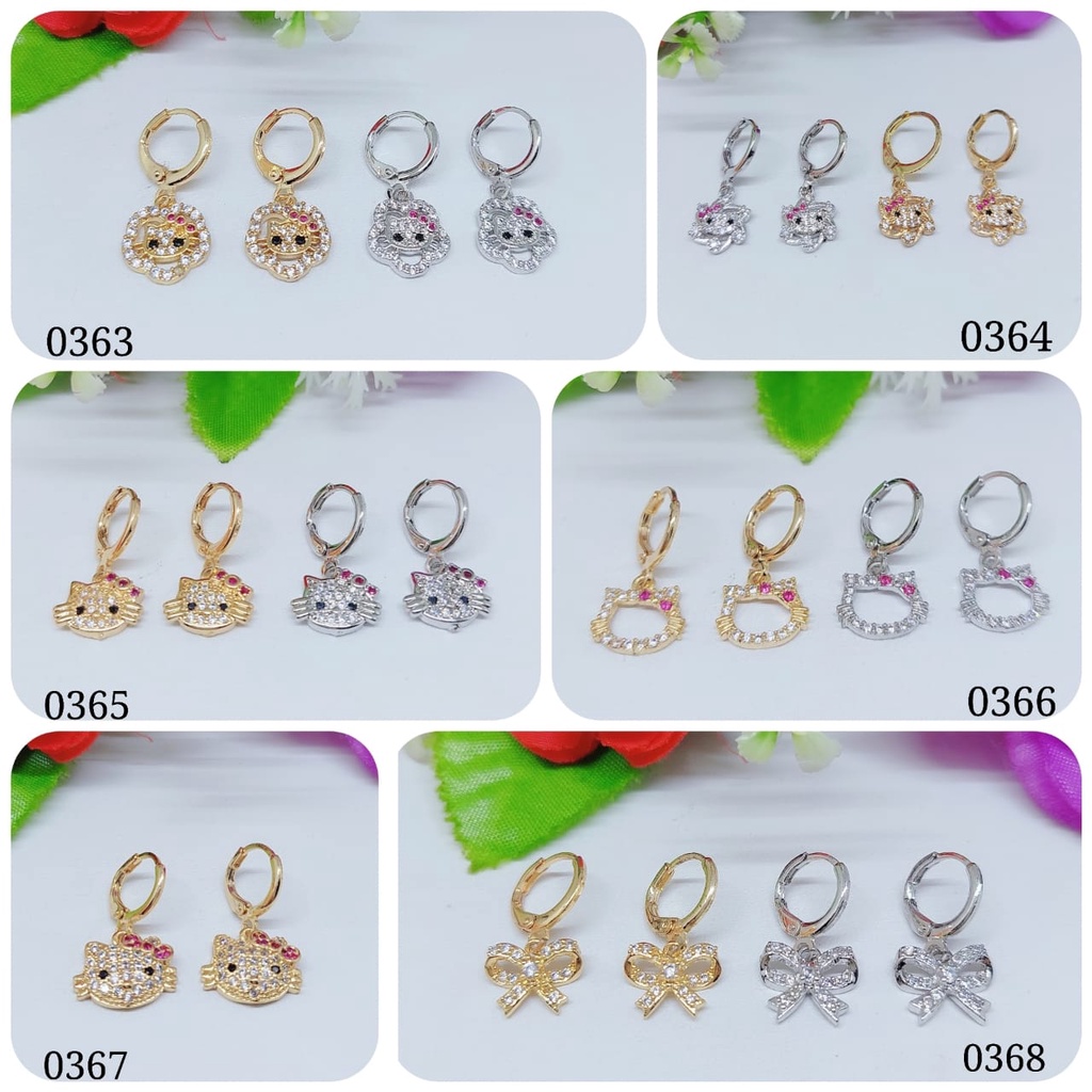 Anting Hello Kitty permata lapis emas perhiasan xuping jewellery 0363-0368