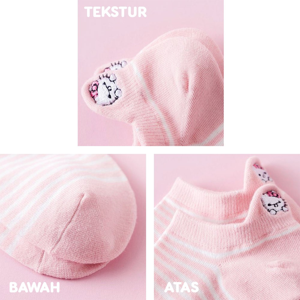 HELLO KITTY POLOS - Kaos Kaki Pendek Semata Kaki/ Kaos Kaki Ankle Dewasa Wanita-2
