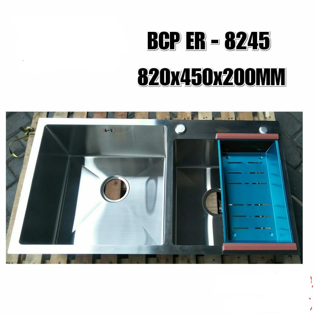 Bak Cuci Piring / Wastafel Cuci Piring 2 Lubang+Saringan ER-8245