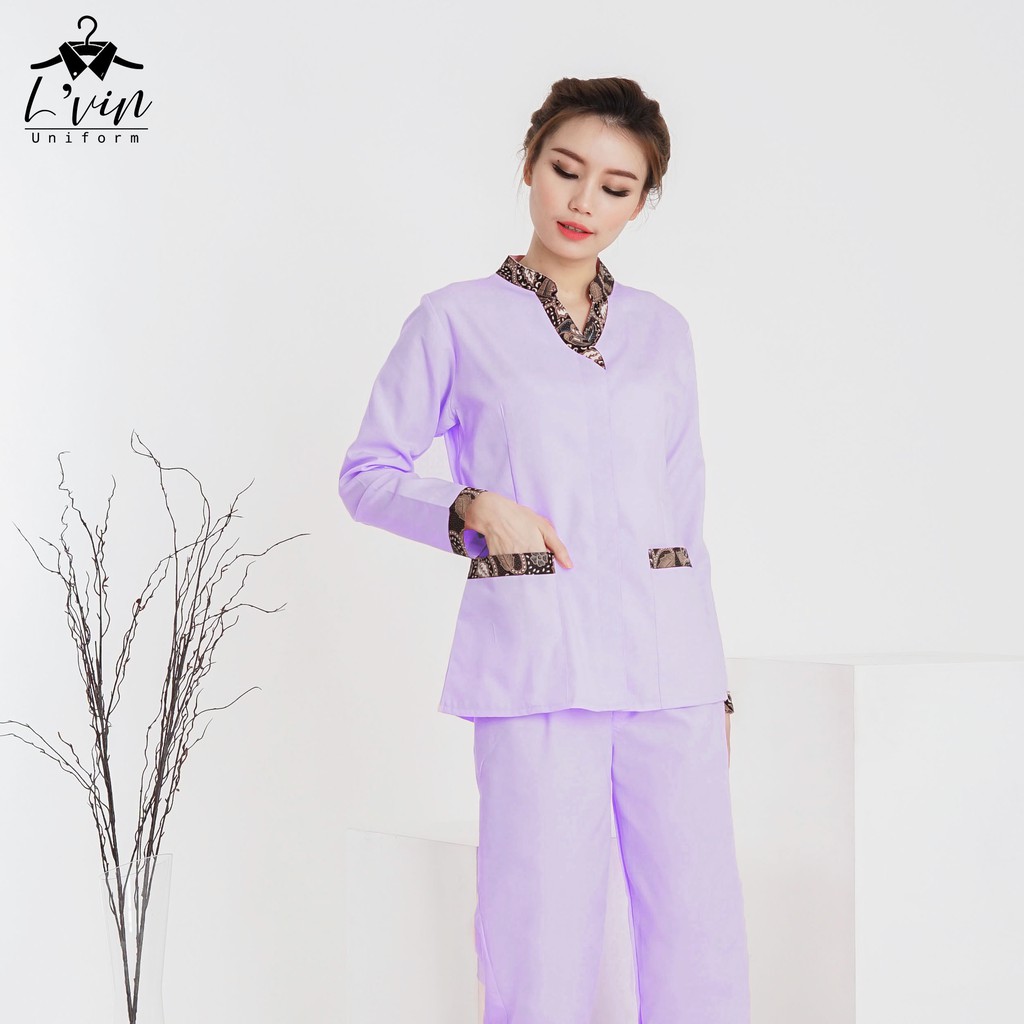 Baju Seragam suster Lengan Panjang Lvin Batik Nara Series / nanny uniform/seragam klinik / baju jaga oka dokter