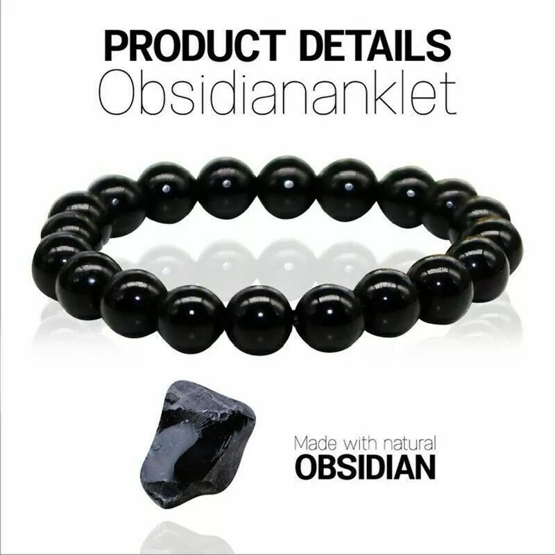 Gelang black obsidian hitam stone