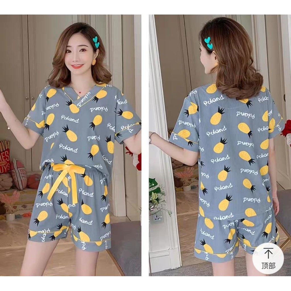 baju tidur celana pendek 5 motif premium import murah/ piyama tidur lucu/ pajamas lucu