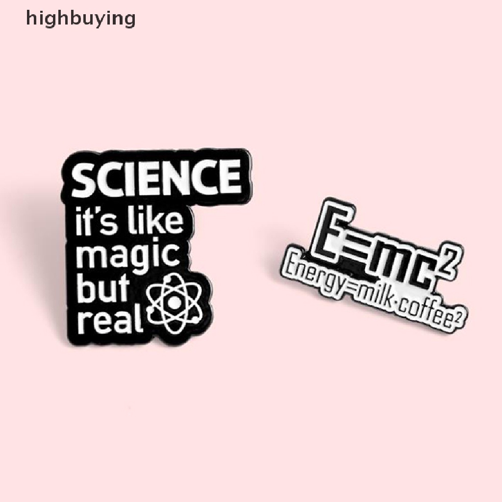 Hbid 1Pc Bros Pin Enamel Desain Science is Magic Warna Hitam Putih Untuk Aksesoris Taskerah Pakaian