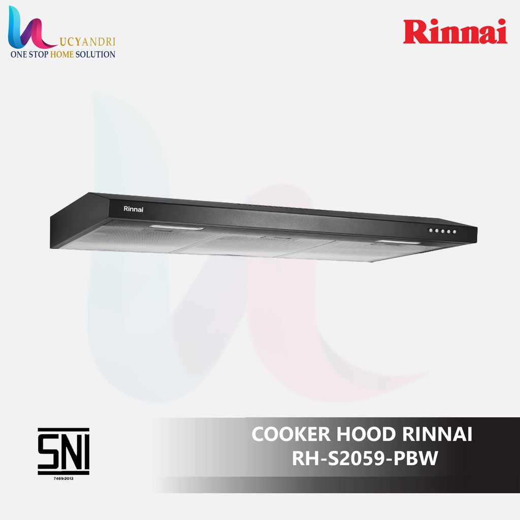 COOKER HOOD RINNAI RH-S2059-PBW SLIM VENTILATING RECYCLING BLACK