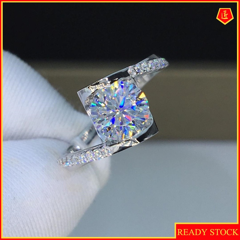 [Ready Stock]Fashion Creative Bright Moissanite Twisted Ring for Women