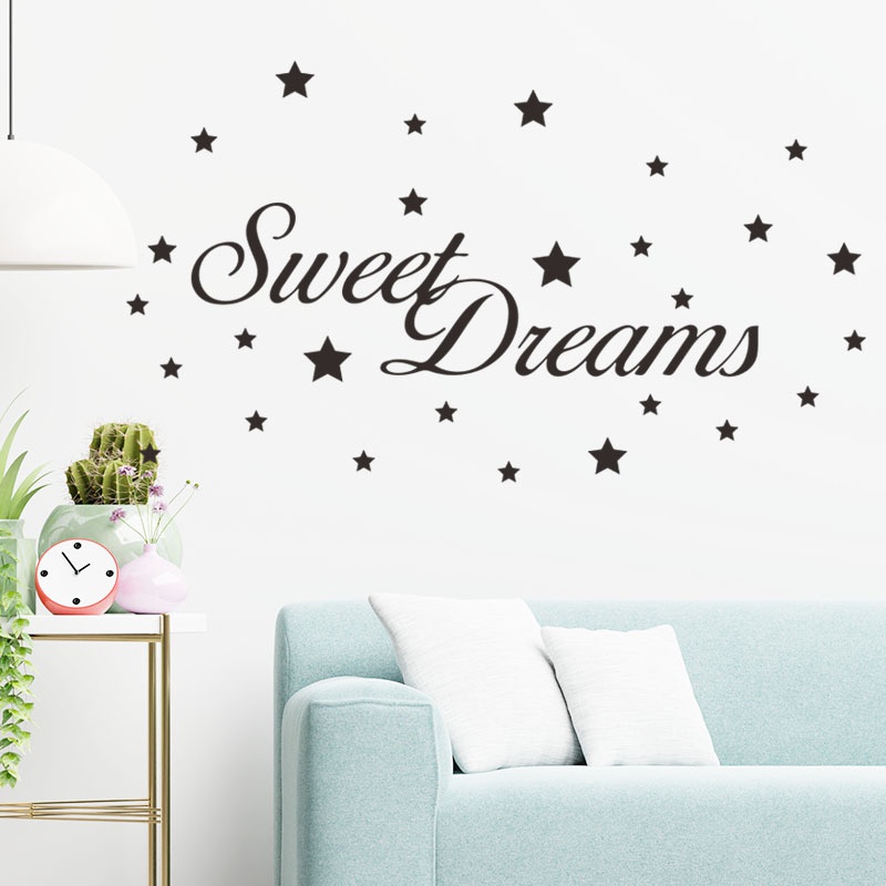 Stiker Dinding Desain Sweet Dreams Star on the Wall Untuk Dekorasi Kamar Tidur