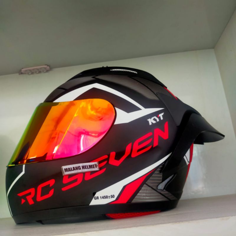 Helm KYT RC7 #18 Black Red - Paket Ganteng