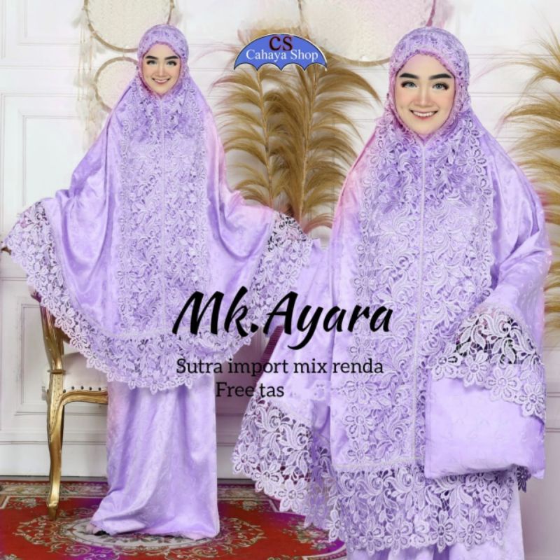 Mukena Ayara, bahan Sutra Import mix Renda, Free tas