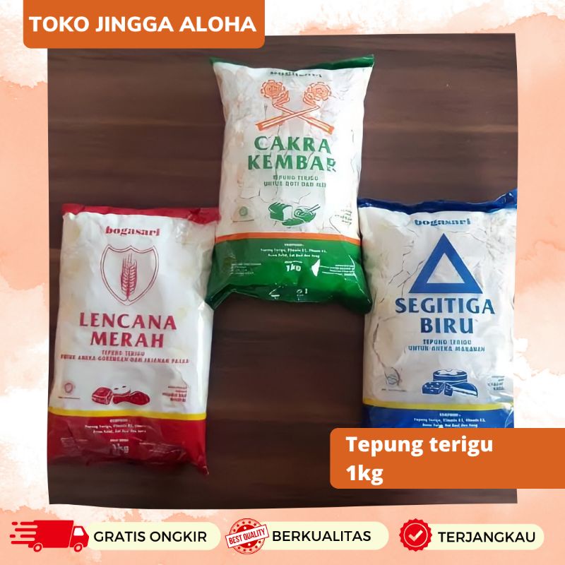 

Jingga® Tepung terigu lencana, cakra & segitiga biru 1kg