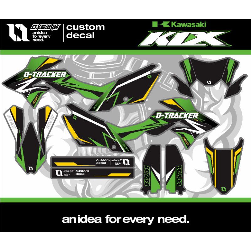 decal dekal stiker striping fullbody klx DTRACKER hijau