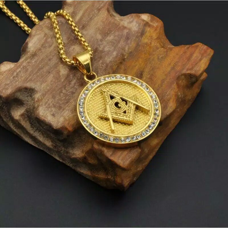 Kalung pria masonic freemason symbol punk style men necklace