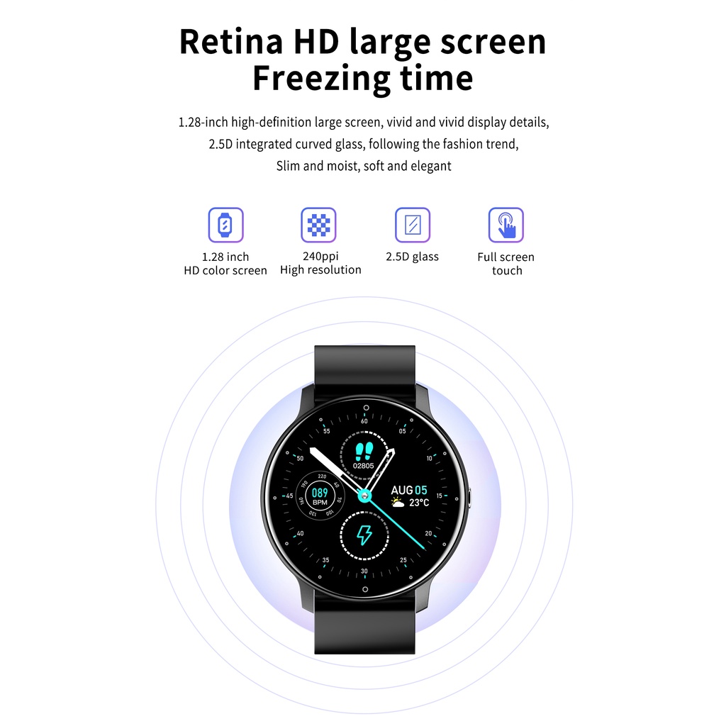 Jam Tangan Pintar Smart Watch 1.28HD wallpaper custom Heart Rate blood pressure monitor Wireless charge Spin button Sport Smart watch