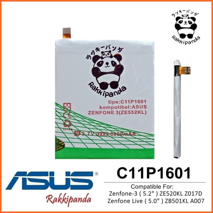 Batre Dobel Power Asus Zenfone Live A007 ZB501KL C11P1601 Double IC Protection Rakkipanda Baterai