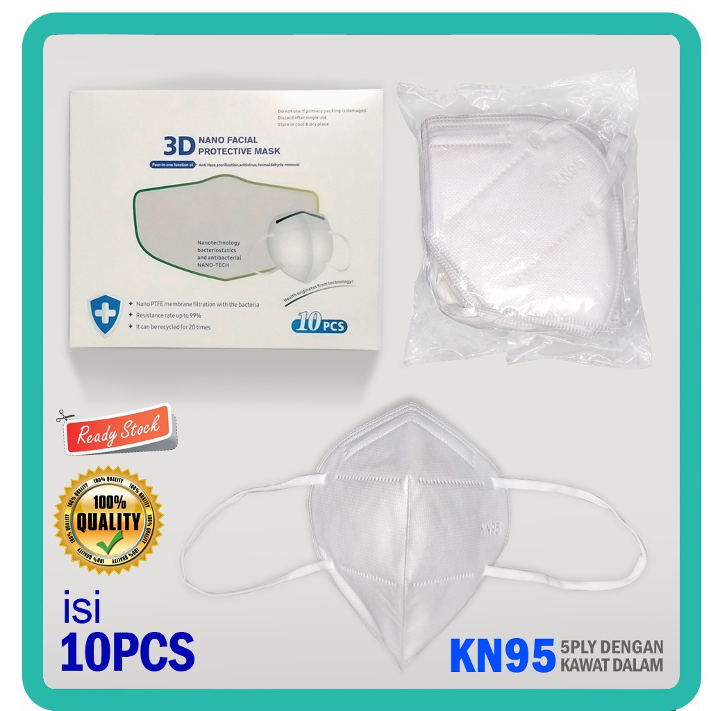 Disposable Mask KN95 10pcs/pack Masker KN95 5ply 5 layer isi 10 pcs Masker KN 95 5 ply Mask K N95